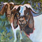 a painting of two goats