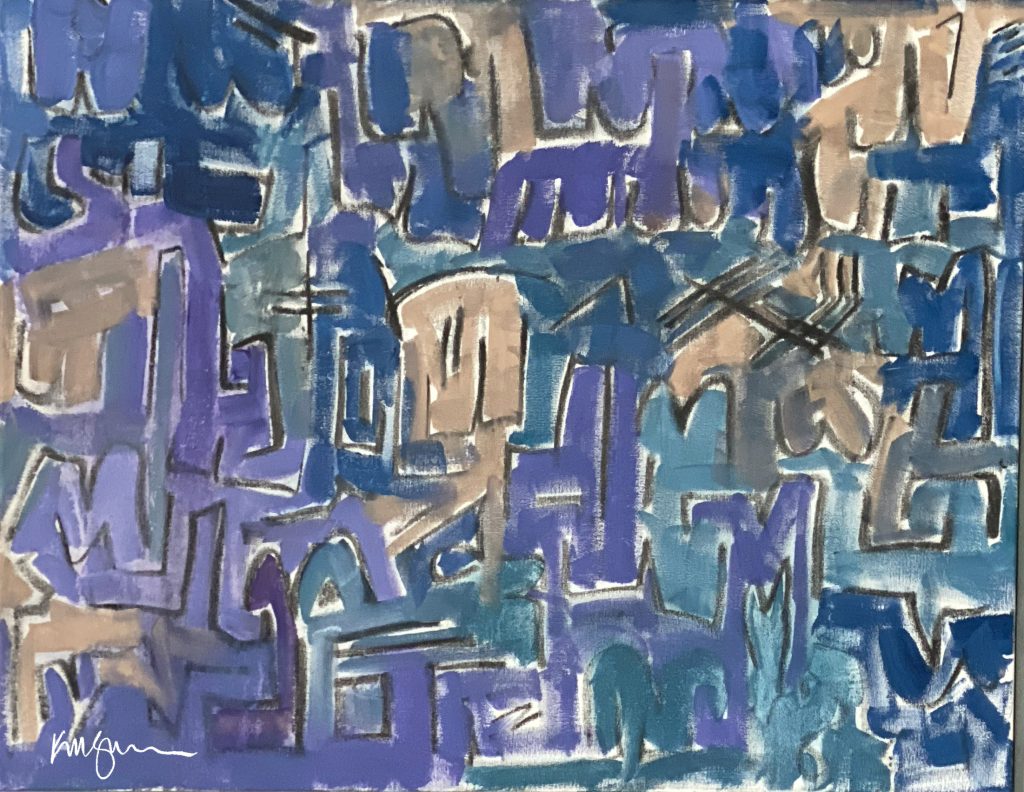 a painting of a city