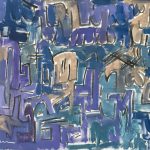 a painting of a city
